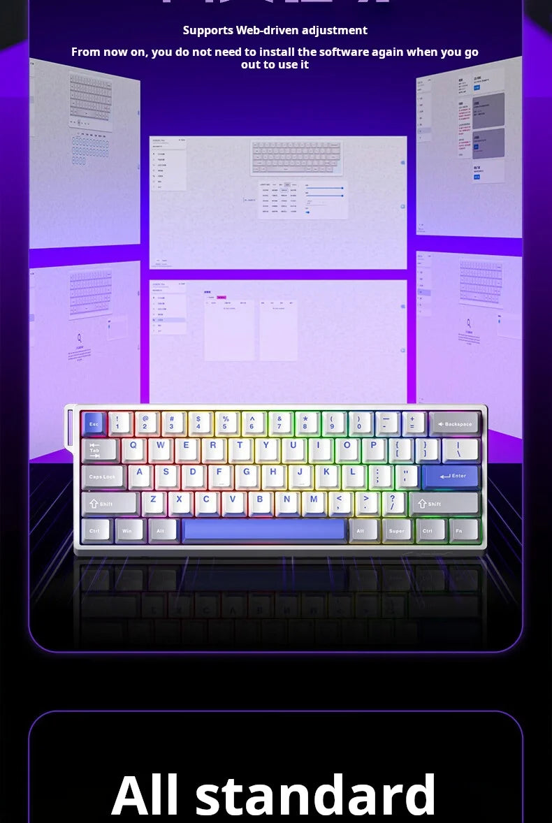 AULA WIN60HE Wired Hall Effect Magnetic Keyboard 60 Keys Hot Swap 0.01mm RT 8000Hz RGB Esports Custom Gaming Keyboard