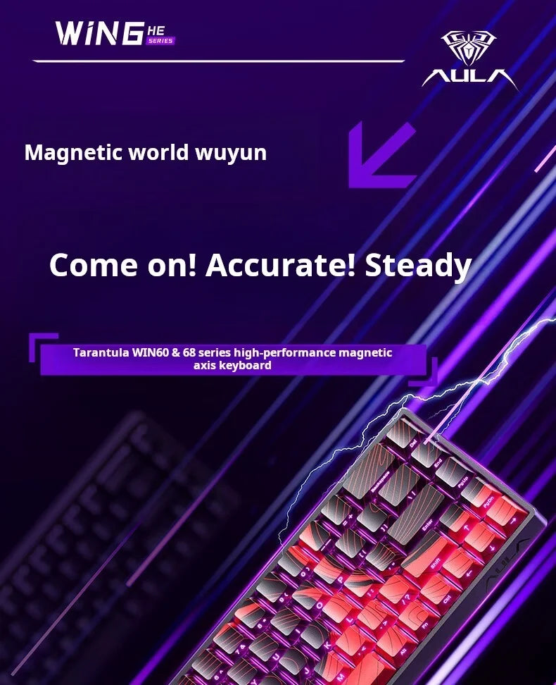 AULA WIN60HE Wired Hall Effect Magnetic Keyboard 60 Keys Hot Swap 0.01mm RT 8000Hz RGB Esports Custom Gaming Keyboard