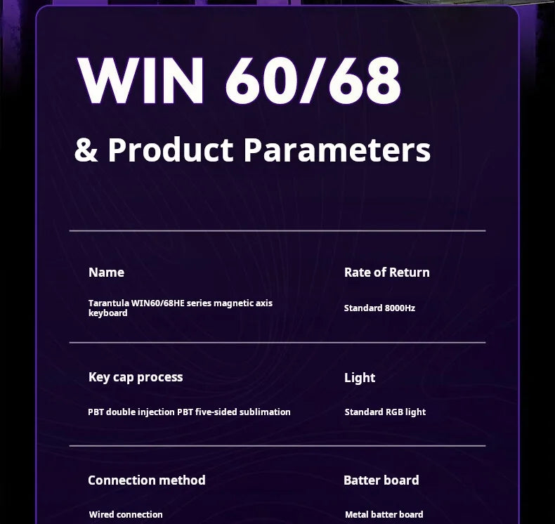 AULA WIN60HE Wired Hall Effect Magnetic Keyboard 60 Keys Hot Swap 0.01mm RT 8000Hz RGB Esports Custom Gaming Keyboard