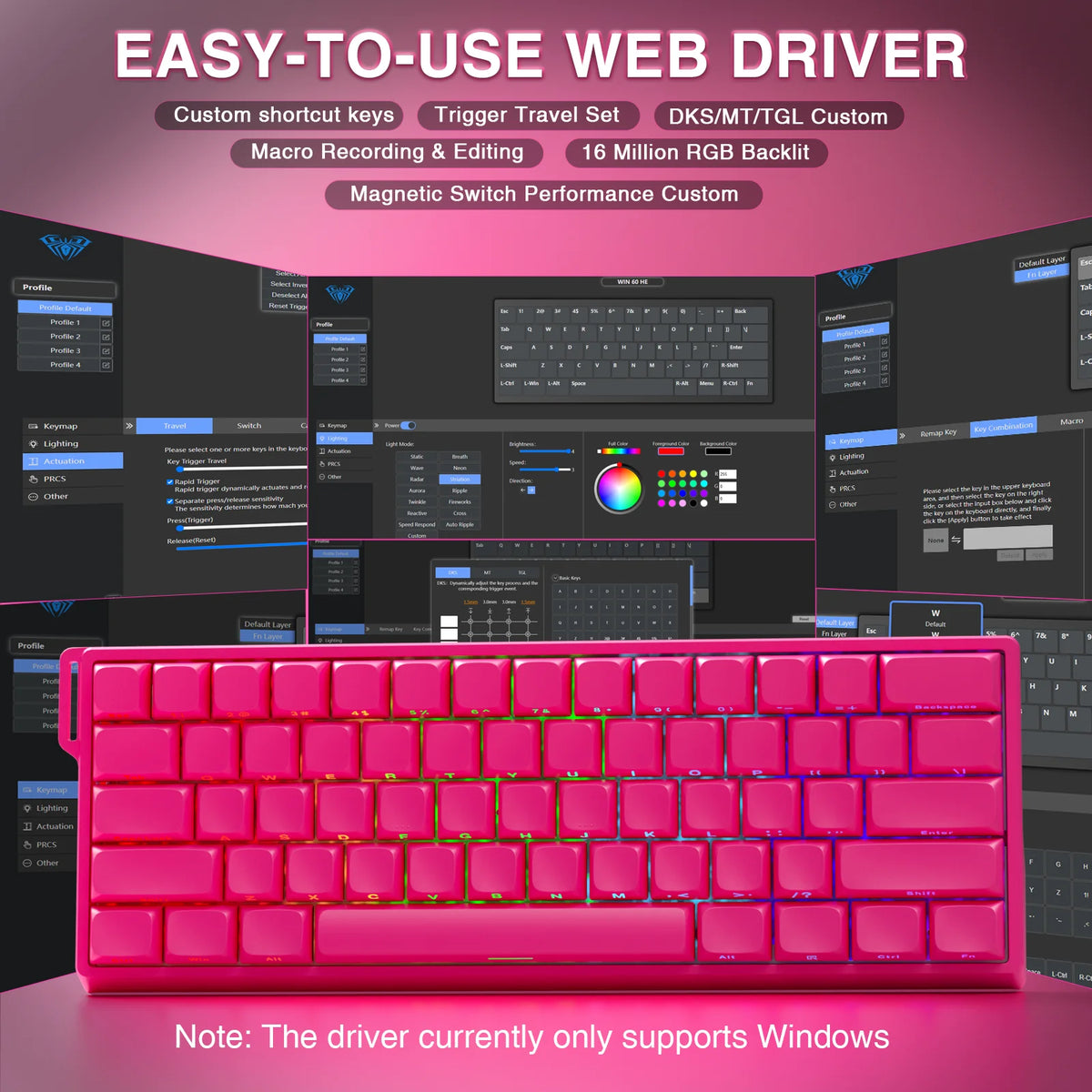 AULA WIN60 HE Pro MAX Wired Gaming Keyboard Hall Effect Magnetic Switch RT Adjustable Hot-Swap 8000Hz Esport Mechanical Keyboard