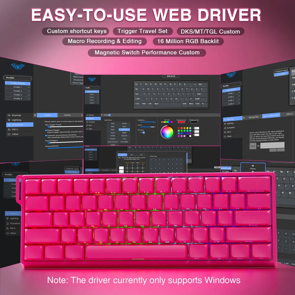 AULA WIN60 HE Pro MAX Wired Gaming Keyboard Hall Effect Magnetic Switch RT Adjustable Hot-Swap 8000Hz Esport Mechanical Keyboard