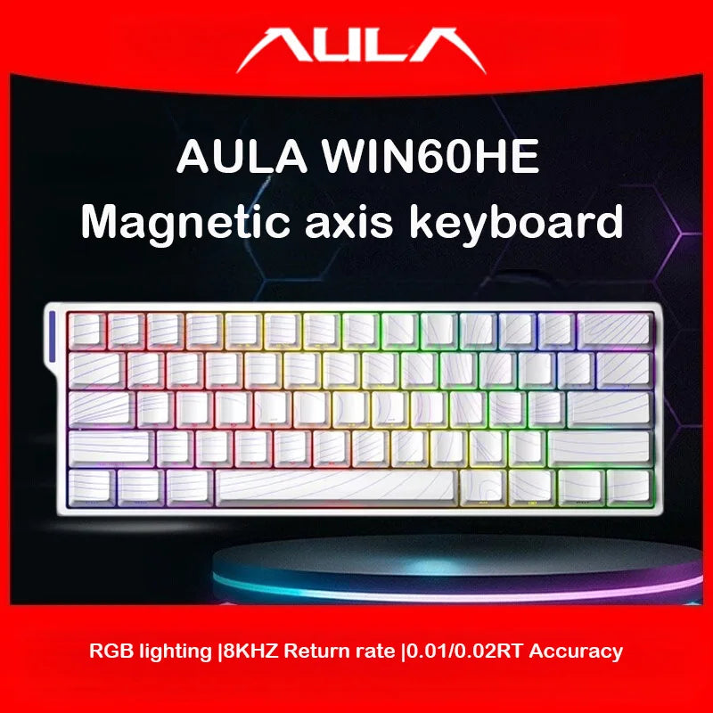AULA WIN60HE Wired Hall Effect Magnetic Keyboard 60 Keys Hot Swap 0.01mm RT 8000Hz RGB Esports Custom Gaming Keyboard